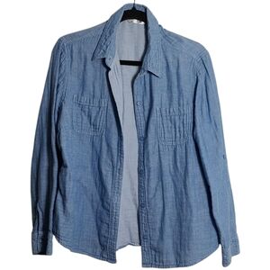 RIDER BY LEES Long Sleeve 100% Cotton Demin Button Up Chambray Size XL